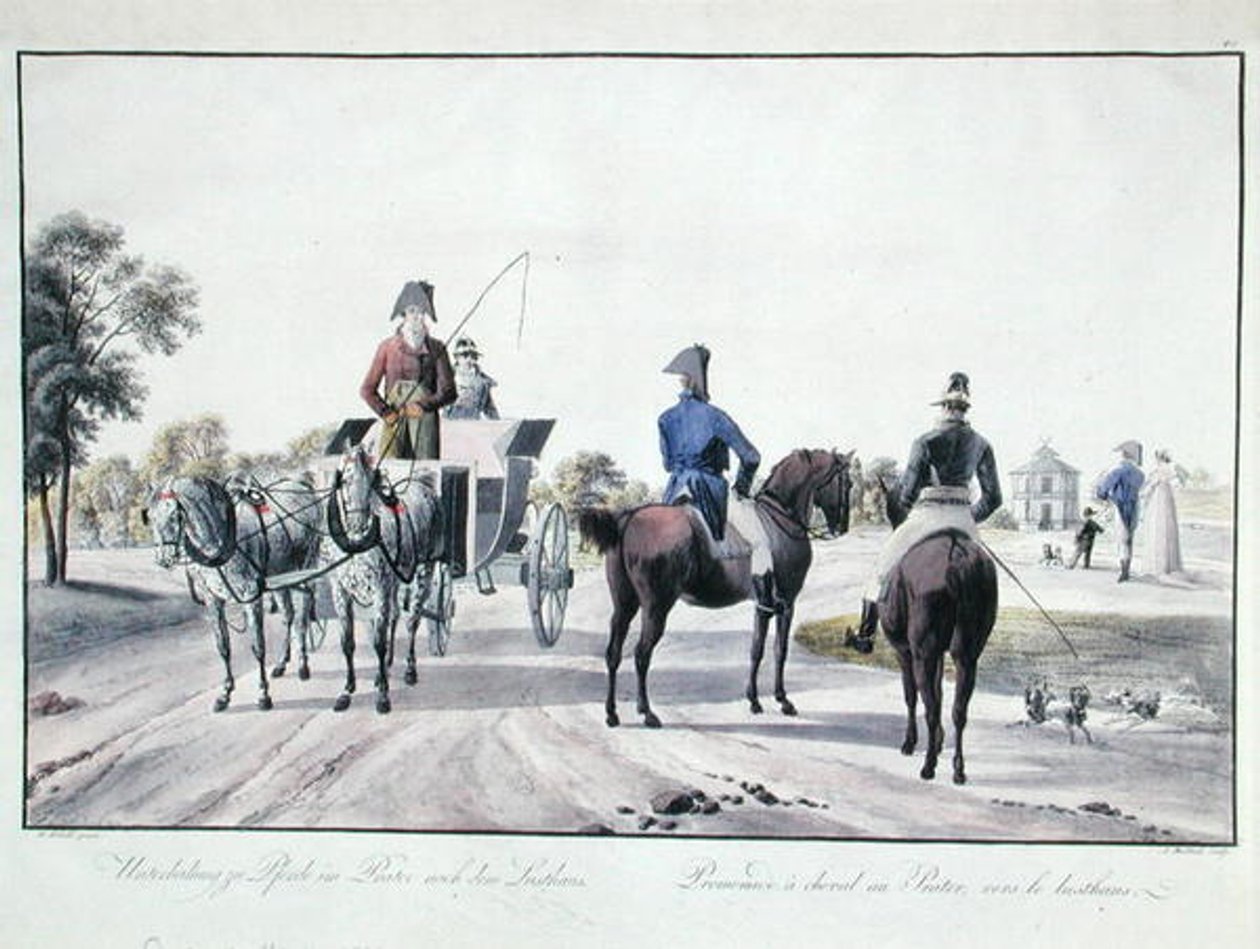 Adam von Bartsch (1757-1821) 1804 (renkli gravür) tarafından oyulmuş Prater Park, Viyana by Wilhelm Alexander (after) Kobell