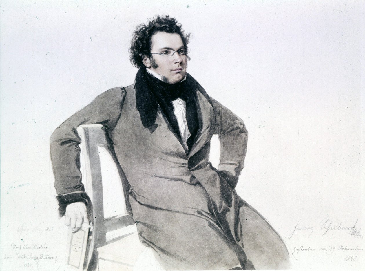Franz Schubert (1797 - 1828), August Reider tarafından suluboya by Wilhelm August Rieder