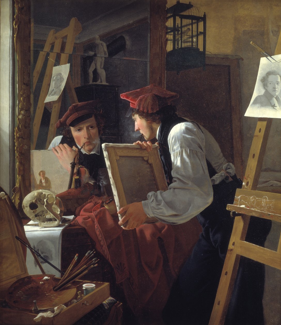 Aynada Eskizini İnceleyen Genç Bir Sanatçı (Ditlev Blunck) by Wilhelm Bendz