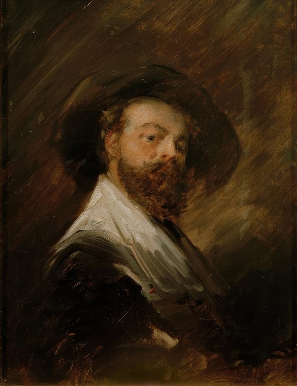 Hollanda kostümlü otoportre by Wilhelm Busch