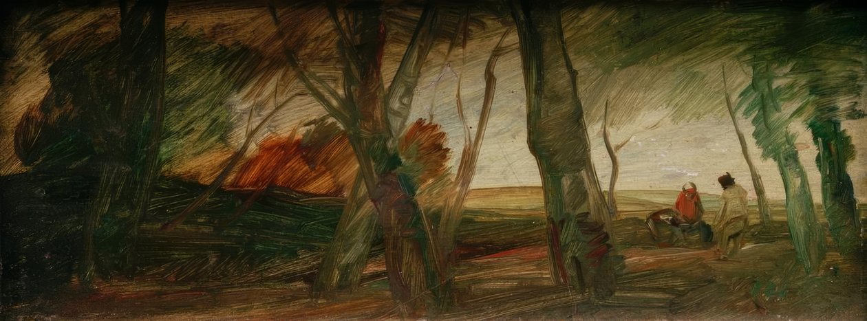 İki figürlü geç sonbahar manzarası by Wilhelm Busch