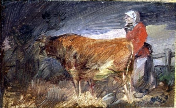 Manzarada Kadın ve İnek by Wilhelm Busch