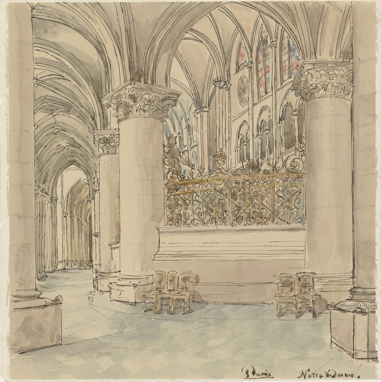 Paris'teki Notre-Dame'ın içi by Wilhelm Cornelis Bauer