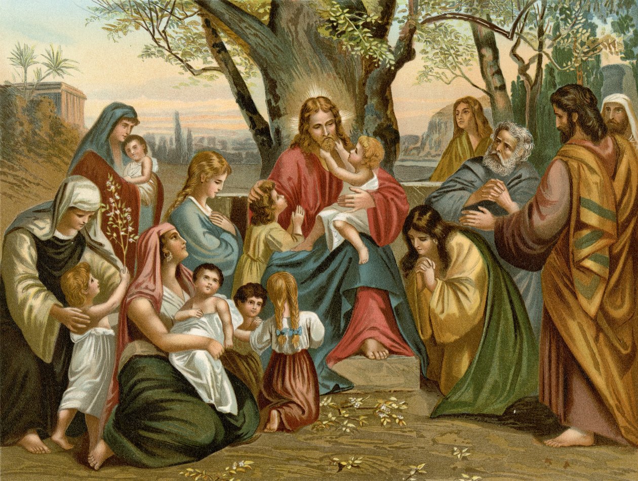 İsa çocukları kutsuyor (renkli taş) by Wilhelm Ebbinghaus