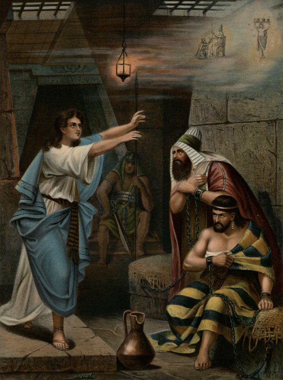 Joseph, mahkum arkadaşlarının rüyalarını yorumluyor (renkli taş) by Wilhelm Ebbinghaus