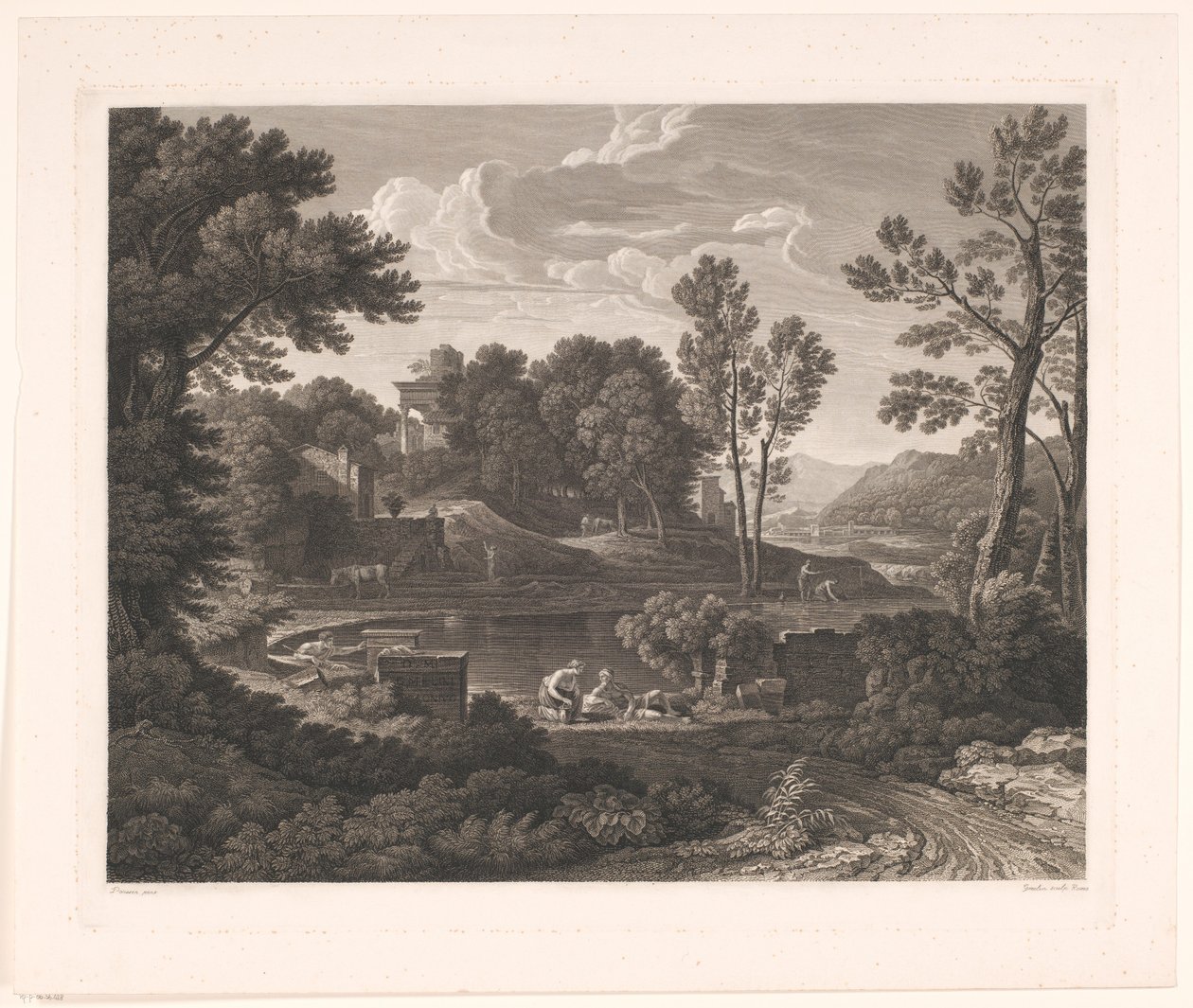 Cenaze anıtlarıyla Arcadian manzarası by Wilhelm Friedrich Gmelin