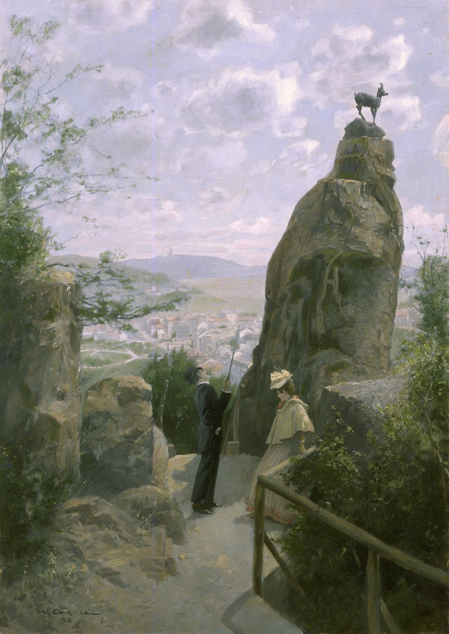 Gemse am Hirschensprung (Geyiklerin Sıçrayışındaki Güderi) by Wilhelm Gause