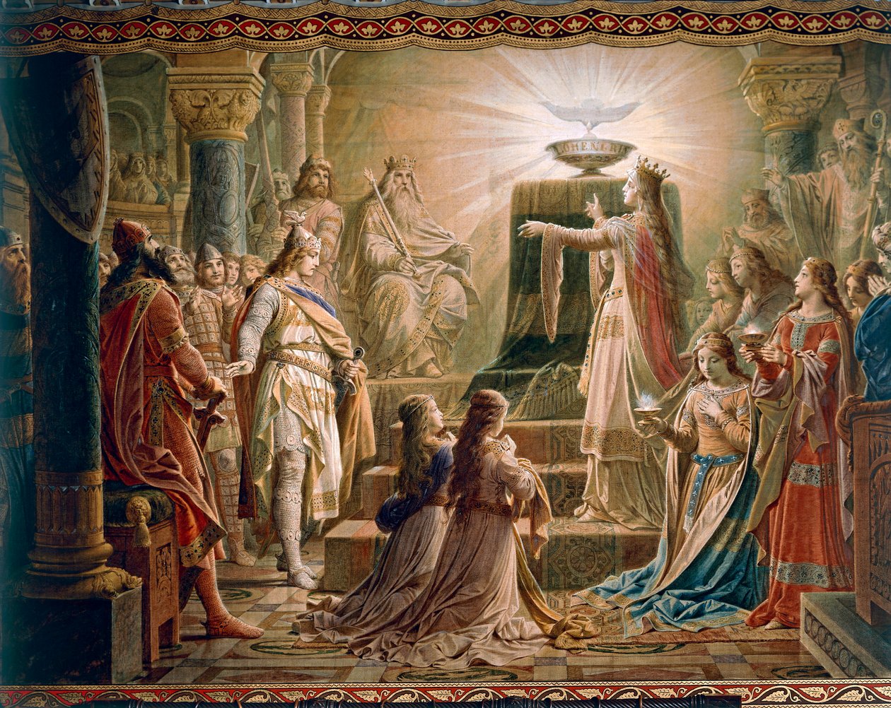 Lohengrin Destanından Kâse Mucizesi, Salon (tuval üzerine yağlı boya) by Wilhelm Hauschild