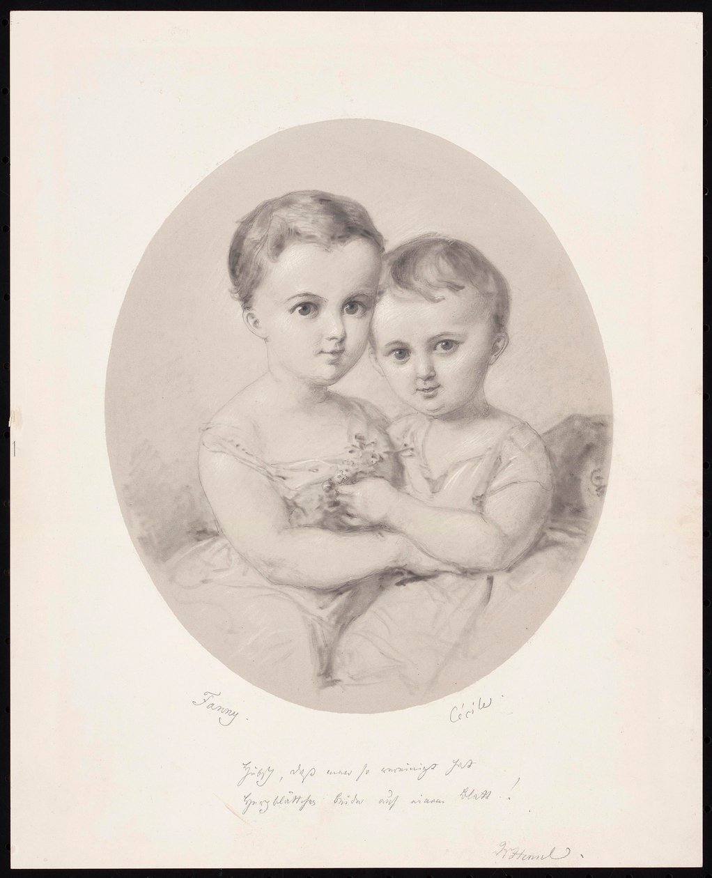 Torunları Fanny ve Cécile Hensel, yaklaşık 1860. by Wilhelm Hensel
