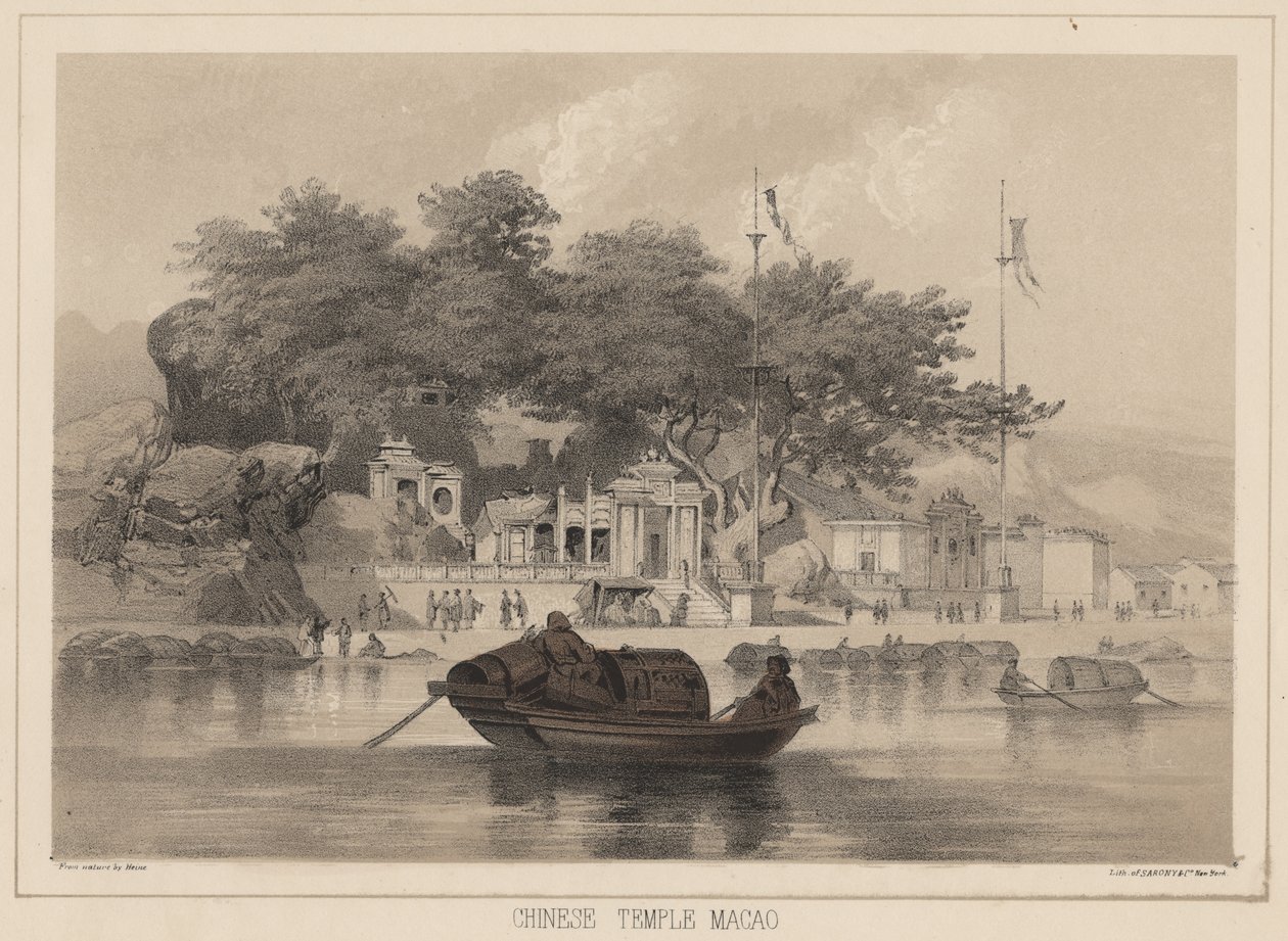 Çin Tapınağı, Makao, 1855 by Wilhelm Joseph Heine
