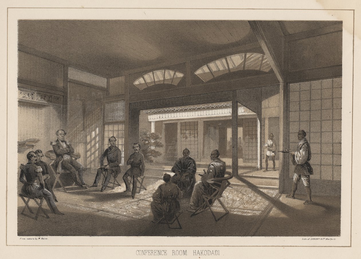 Konferans Odası, Hakodadi, 1855 by Wilhelm Joseph Heine