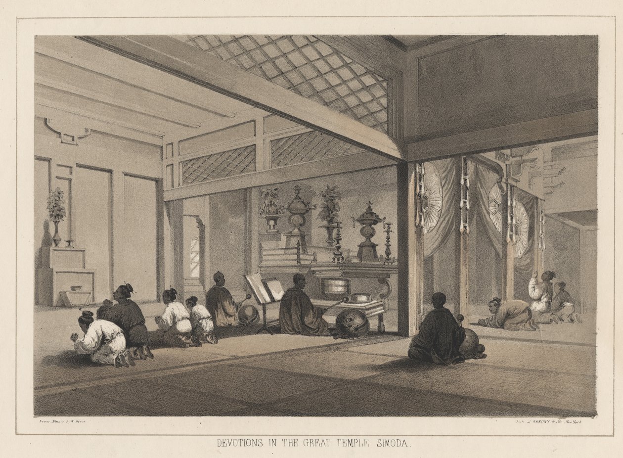 Büyük Tapınakta Adanmışlıklar, Simoda, 1855 by Wilhelm Joseph Heine