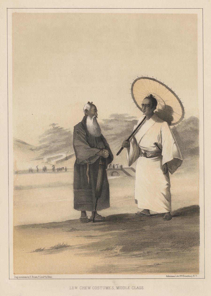 Lew Chew Kostümleri, Orta Sınıf, 1855 by Wilhelm Joseph Heine