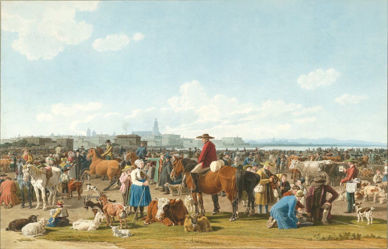 Genua yakınlarındaki Sığır Pazarı, 1820 by Wilhelm Kobell Ritter von