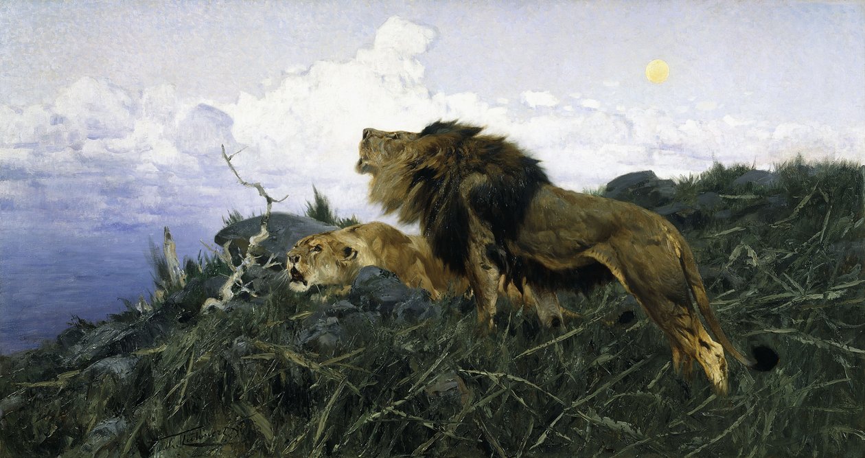 Alacakaranlıkta Aslanlar, by Wilhelm Kuhnert