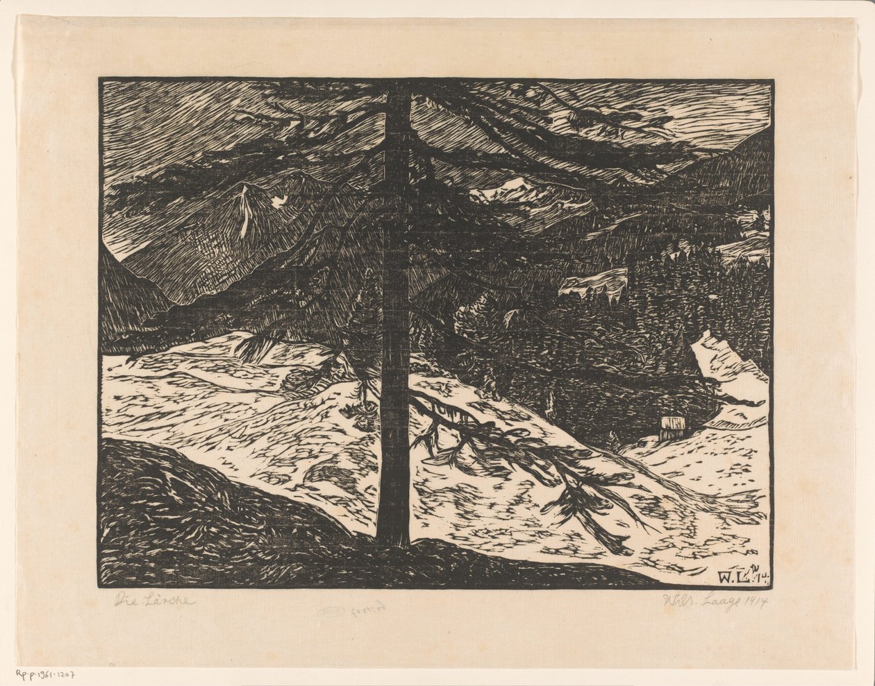 Karaçam (nesne üzerindeki orijinal başlık) by Wilhelm Laage (signed by artist)