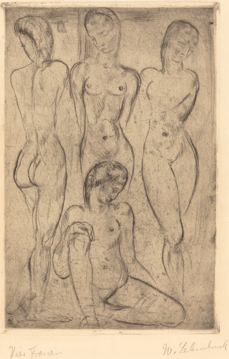 Dört Kadın; Üç Ayakta, Bir Oturan (dört kadın; üç ayakta, bir oturan) by Wilhelm Lehmbruck