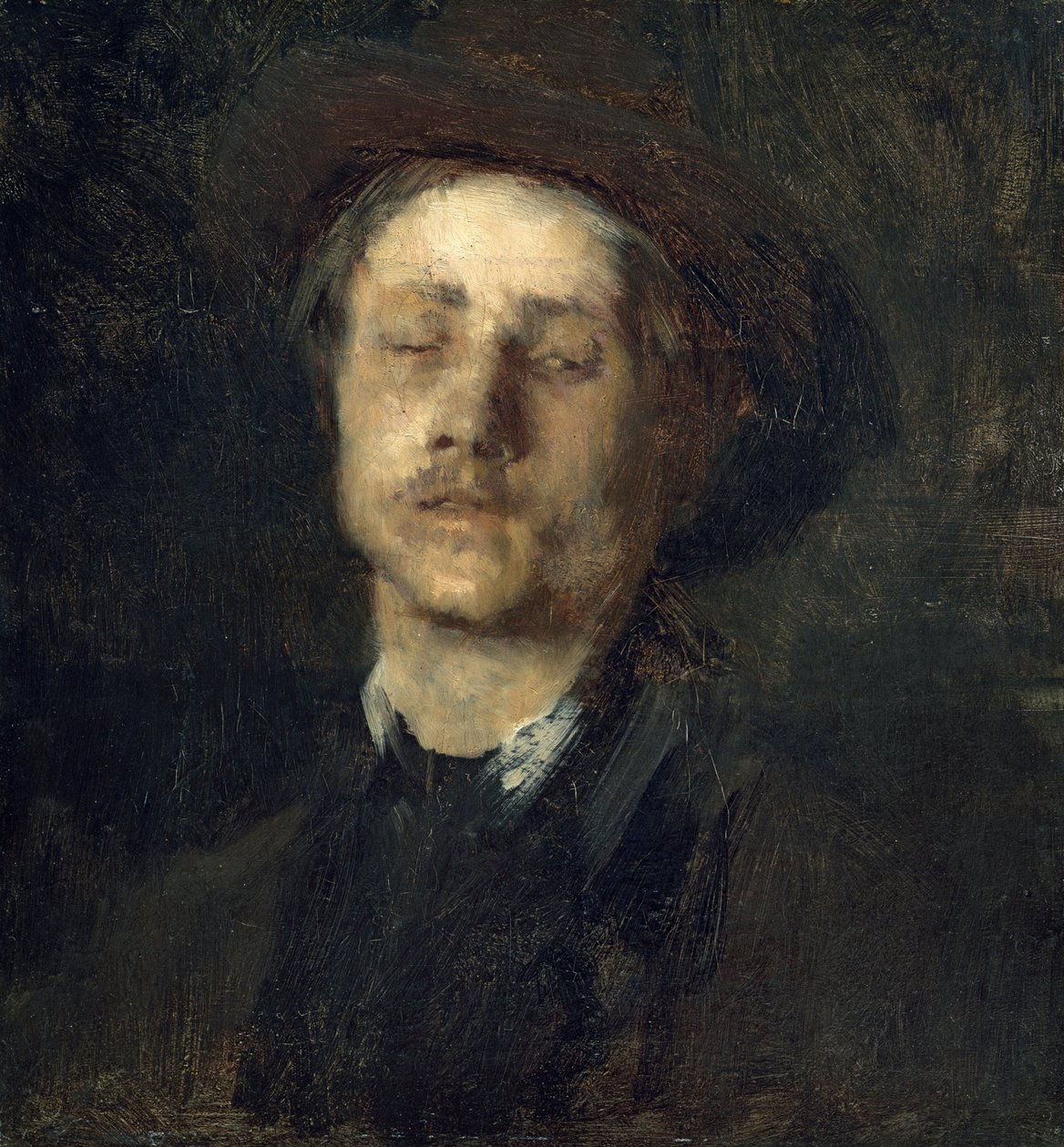 kör bir adamın başı by Wilhelm Maria Hubertus Leibl