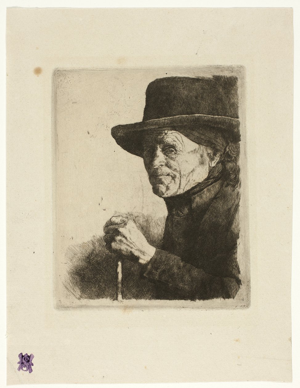 Bastonlu Yaşlı Adam by Wilhelm Maria Hubertus Leibl