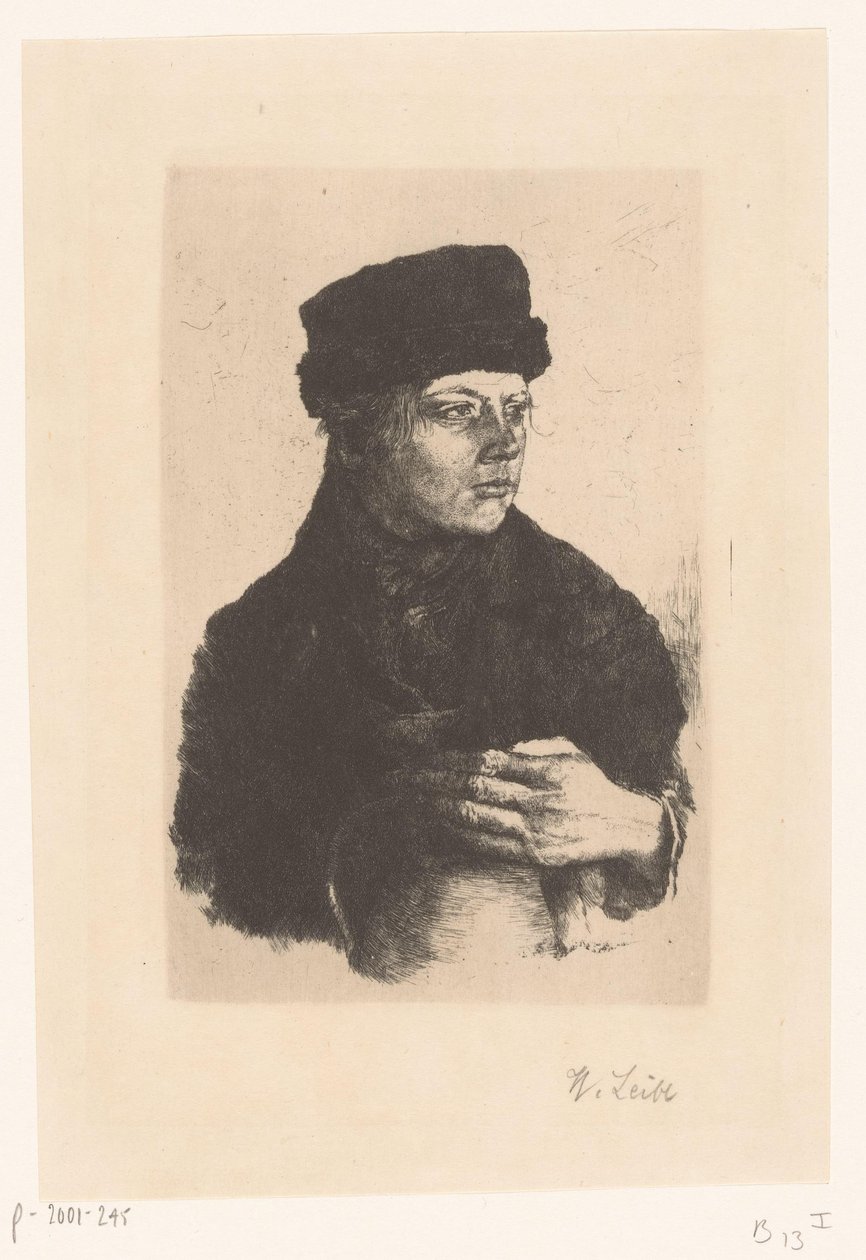 Sürahi ile çiftlik çocuğu by Wilhelm Maria Hubertus Leibl (signed by artist)