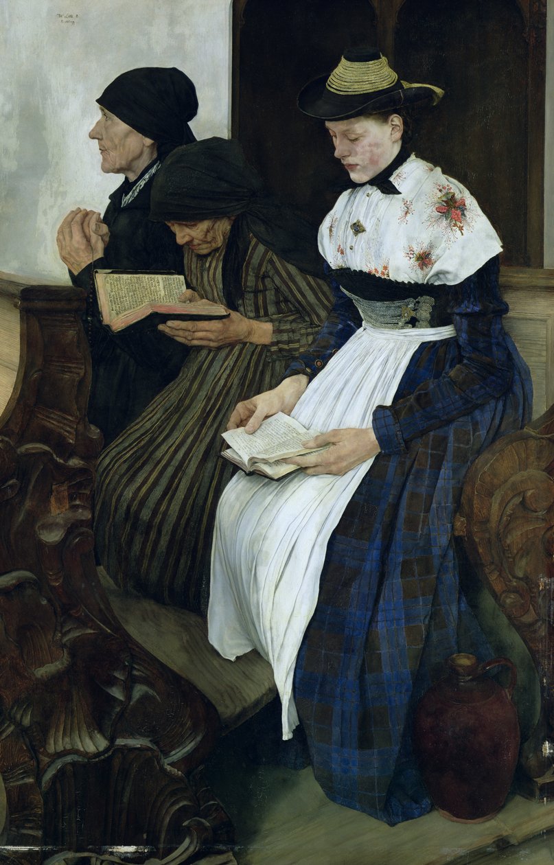 Kilisede Üç Kadın, 1882 by Wilhelm Maria Hubertus Leibl
