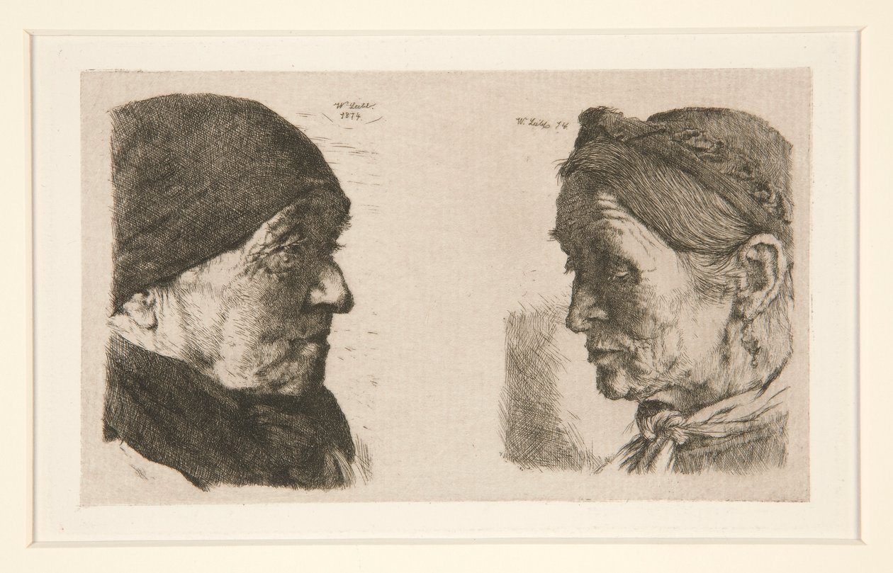 İsimsiz [iki kafa çalışması] by Wilhelm Maria Hubertus Leibl