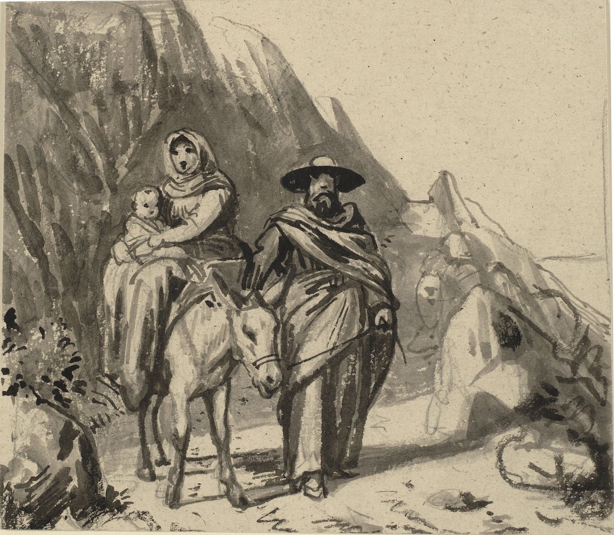 Kutsal Aile, Mısır yolunda kayaların arasında by Wilhelm Marstrand