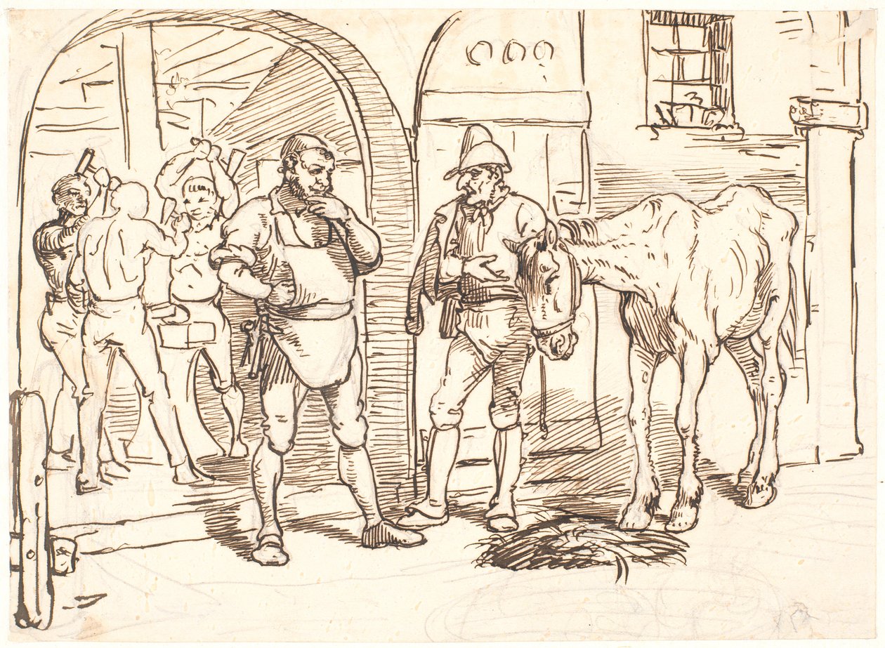 Yaşlı at bir Roma demircisine götürülür. by Wilhelm Marstrand
