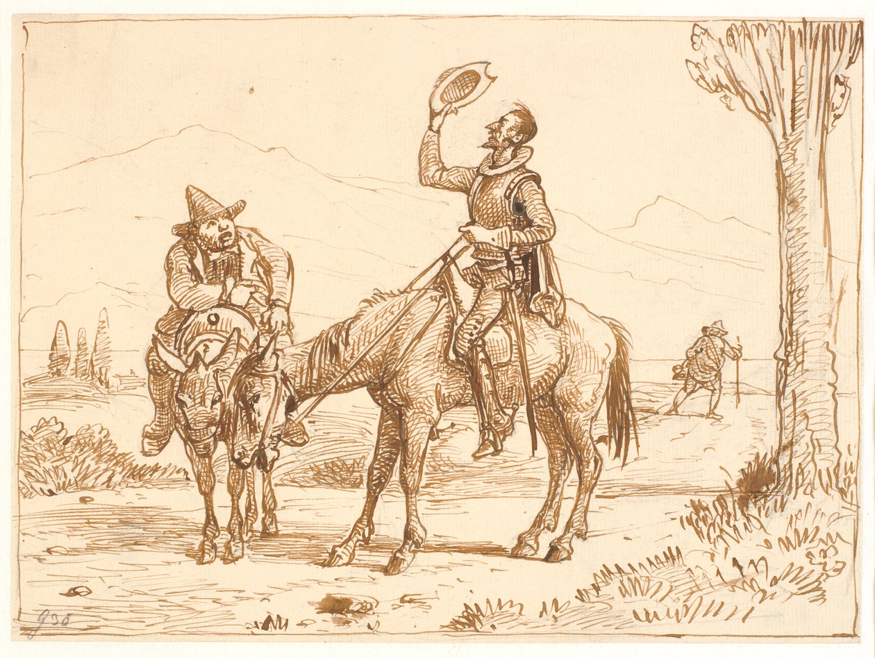 Don Kişot kaskını düşünüyor by Wilhelm Marstrand