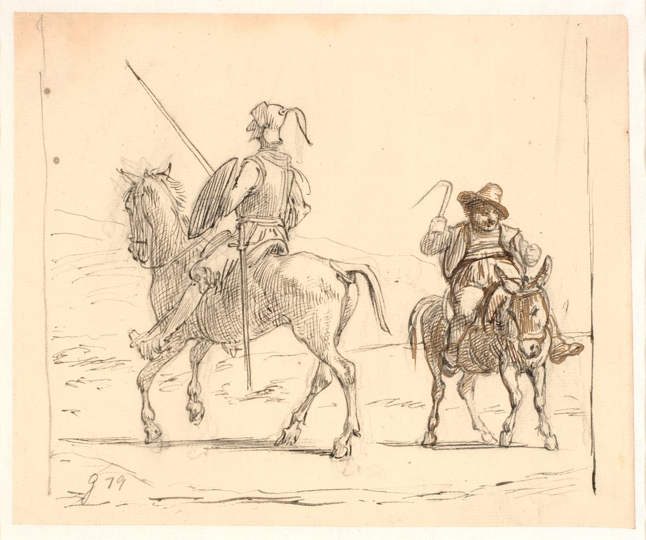 Don Kişot sola, Sancho Pansa sağa gidiyor by Wilhelm Marstrand