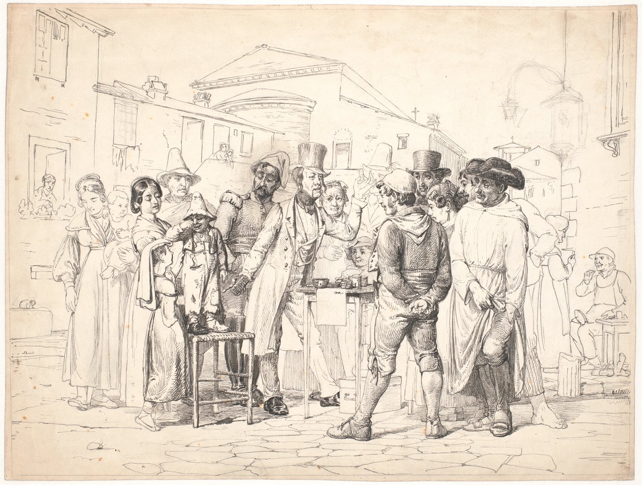 Bir şarlatan parlak mürekkep satıyor, Roma by Wilhelm Marstrand