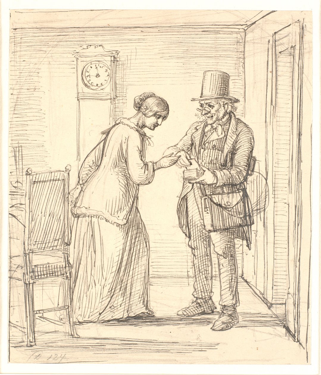 Daha genç bir bayan alıcı postacının mektubudur by Wilhelm Marstrand