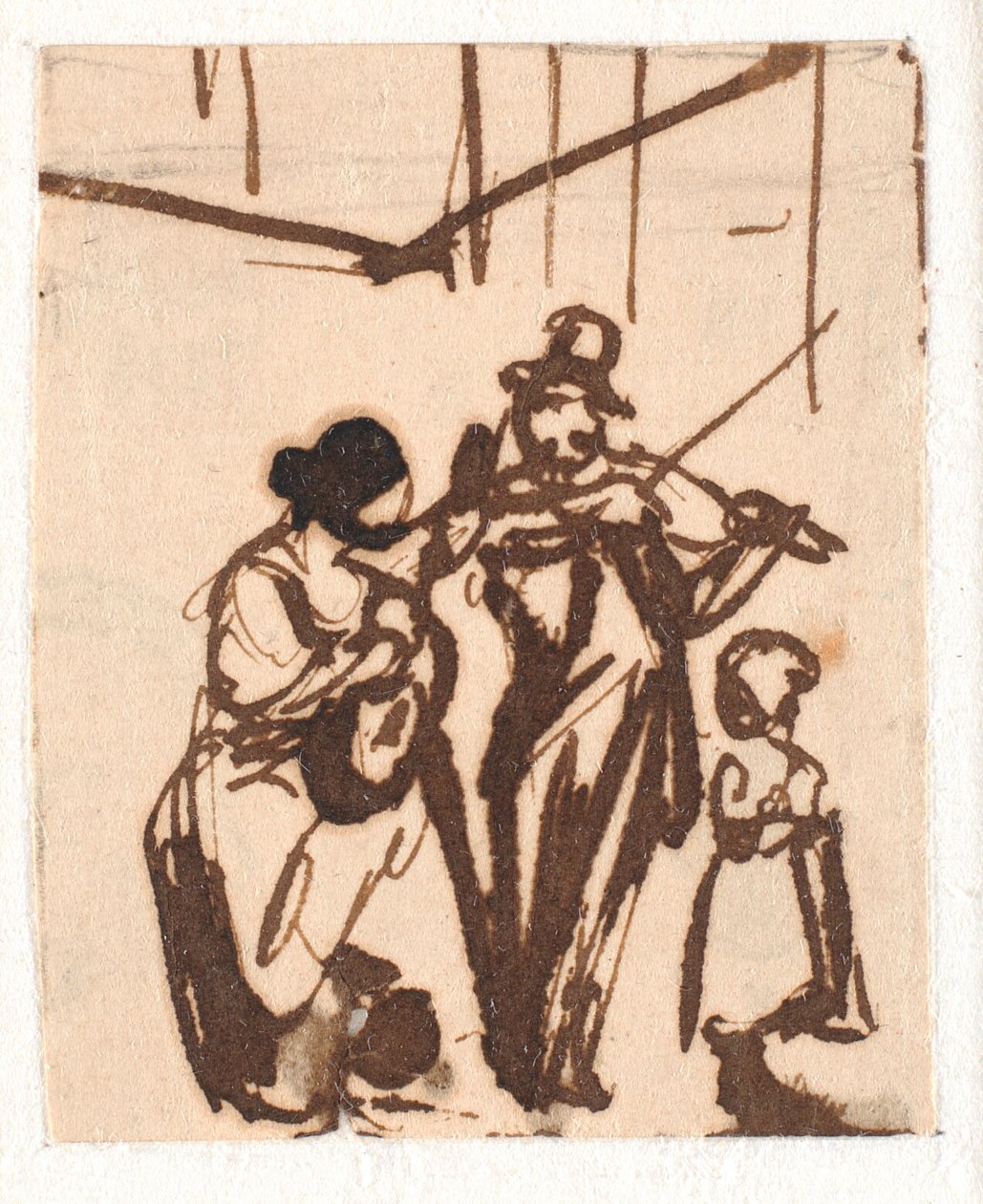 Sokak müzisyenleri. Çok küçük kroki by Wilhelm Marstrand