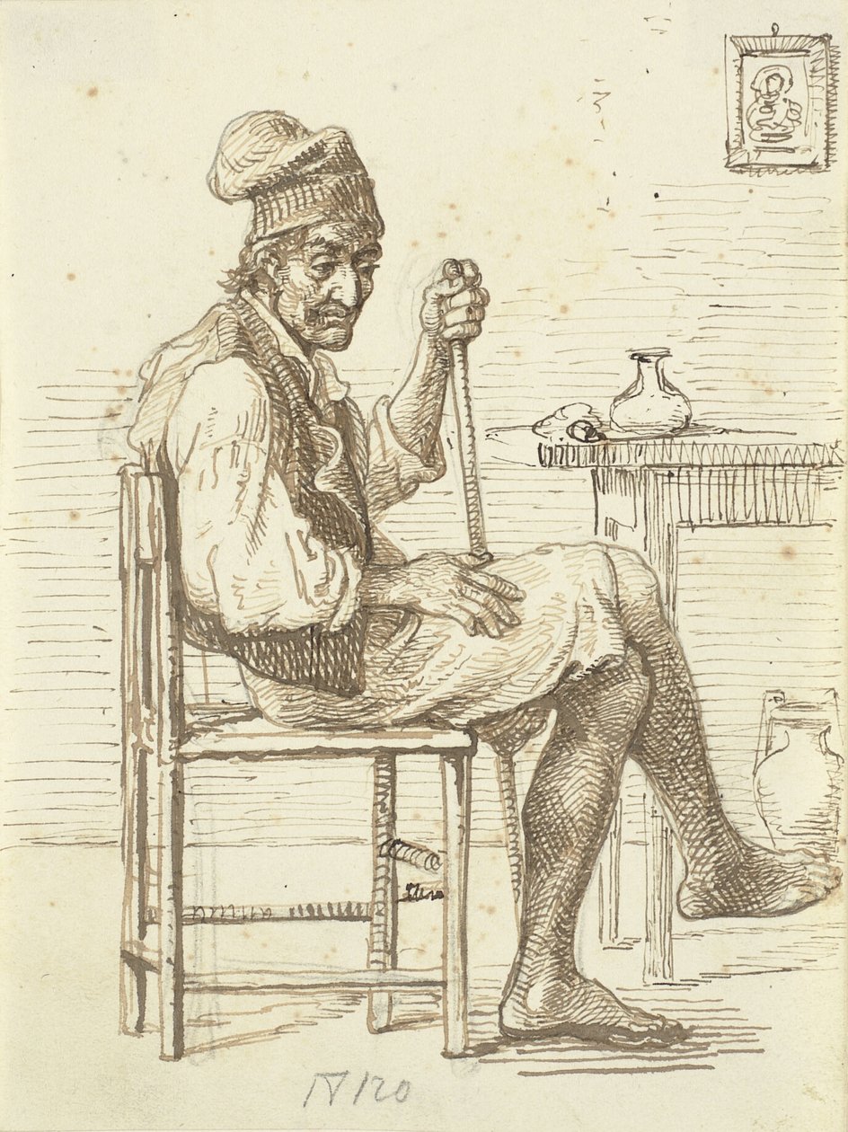 Oturma odasında oturan yaşlı İtalyan balıkçı by Wilhelm Marstrand