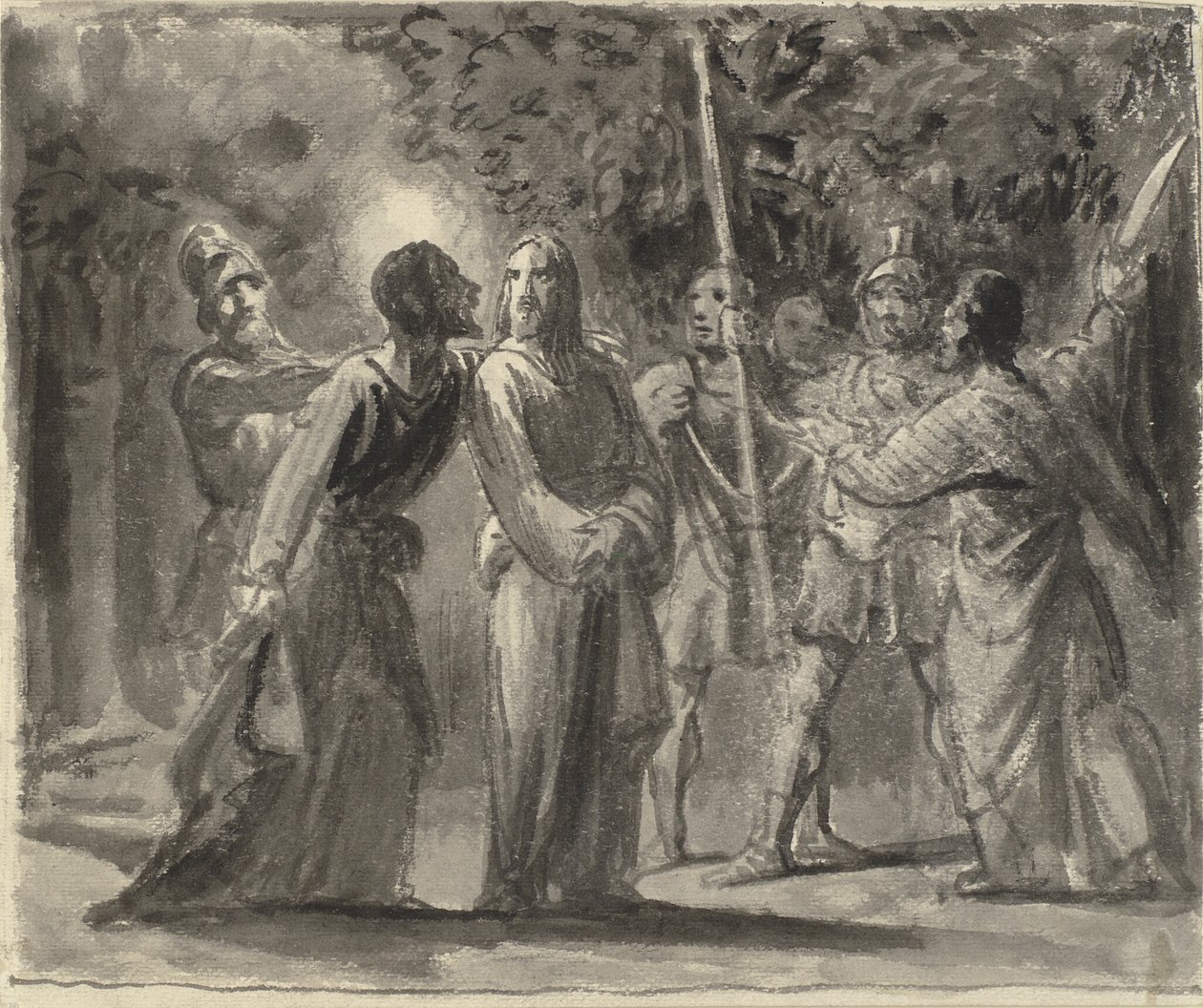 İsa Getsemani Bahçesinde Yahuda tarafından öpülür by Wilhelm Marstrand