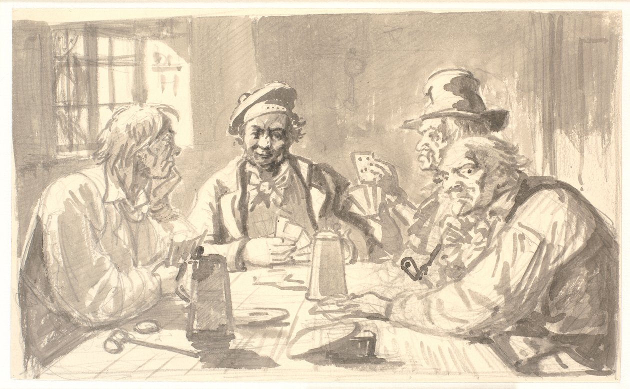 Bir pub bodrumunda kart oyunları by Wilhelm Marstrand