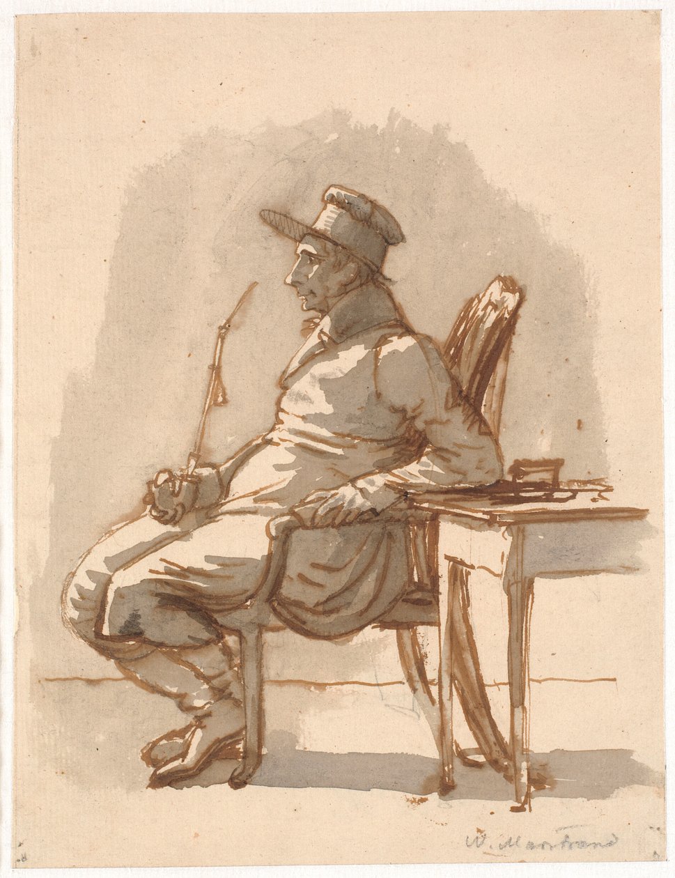 Boru ve şapkalı adam. sanatçının amcası by Wilhelm Marstrand