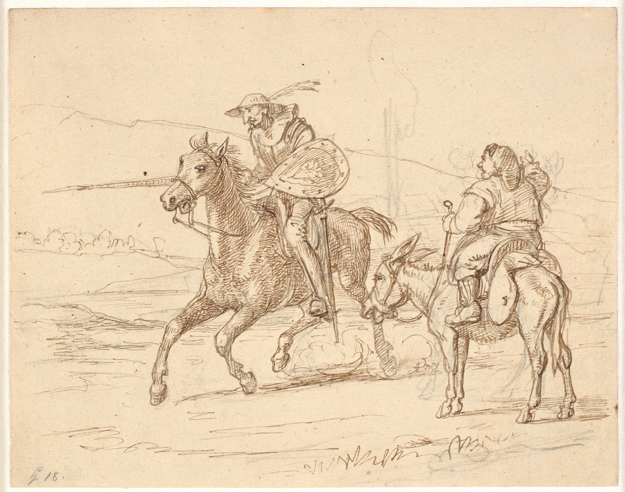 Sancho izlerken, Don Kişot saldırıya geçer by Wilhelm Marstrand