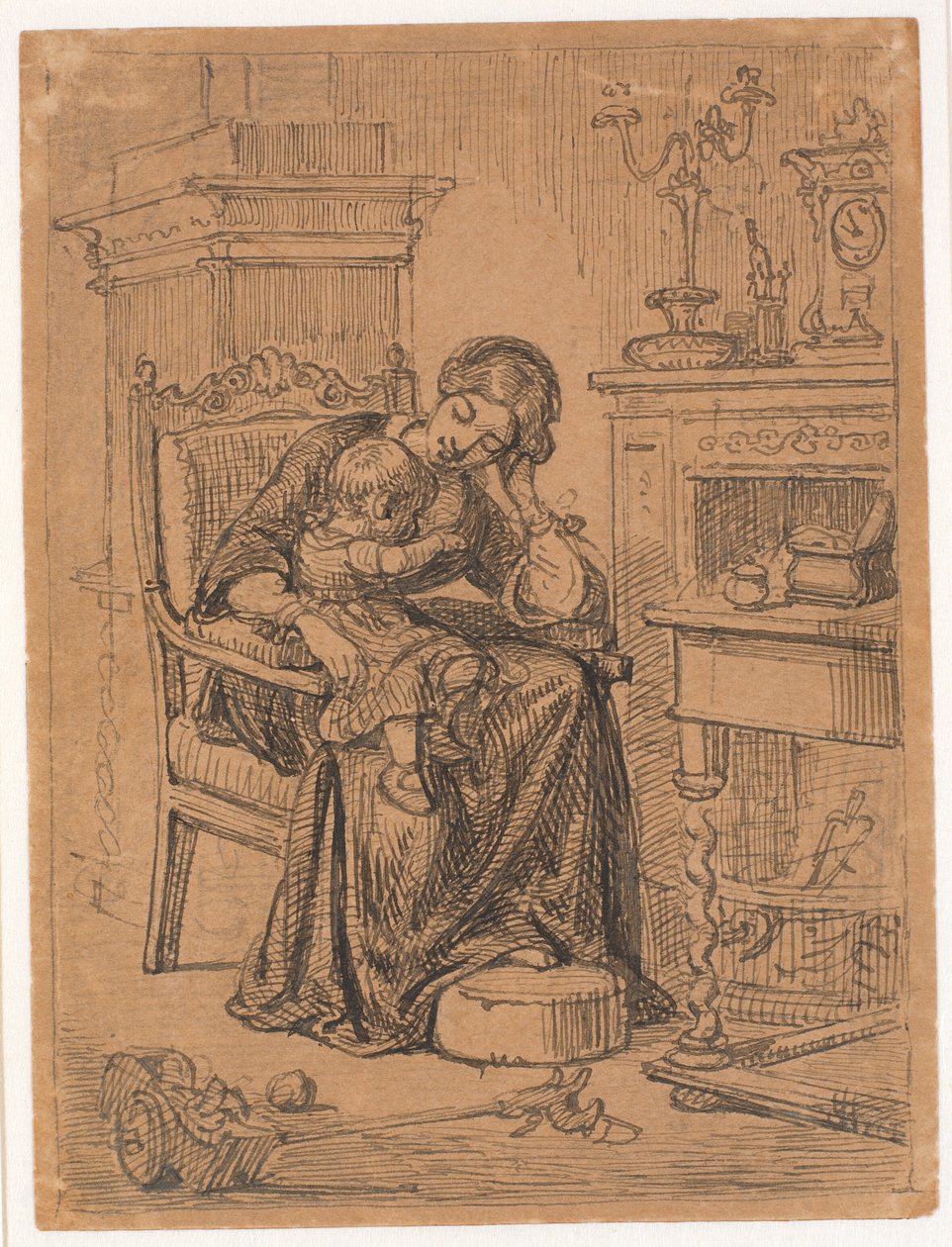 Anne ve oğlu. İç mekan by Wilhelm Marstrand