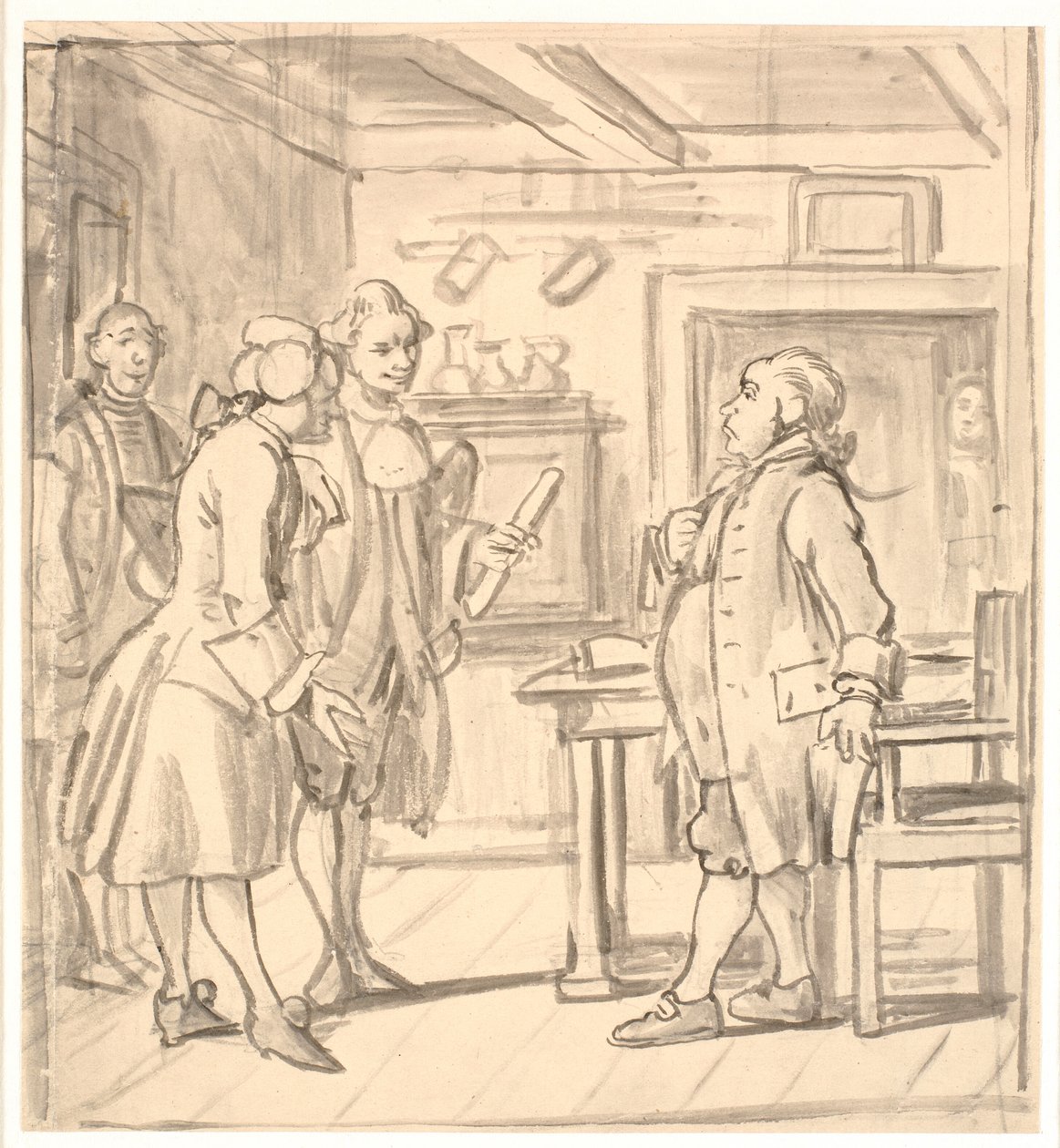 Meclis üyelerinin tebrik ziyareti. (Politik sürahi) by Wilhelm Marstrand