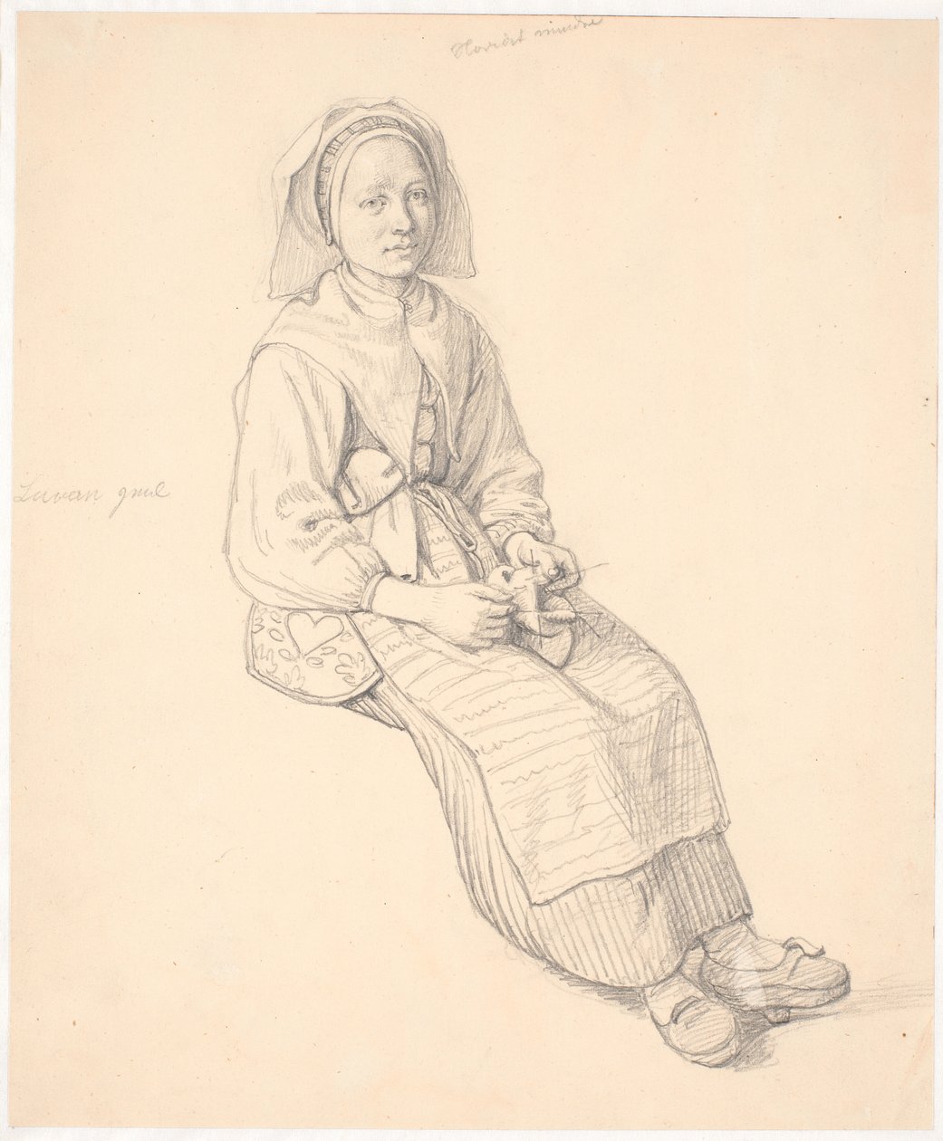Oturan İsveçli karısı örgü ile by Wilhelm Marstrand