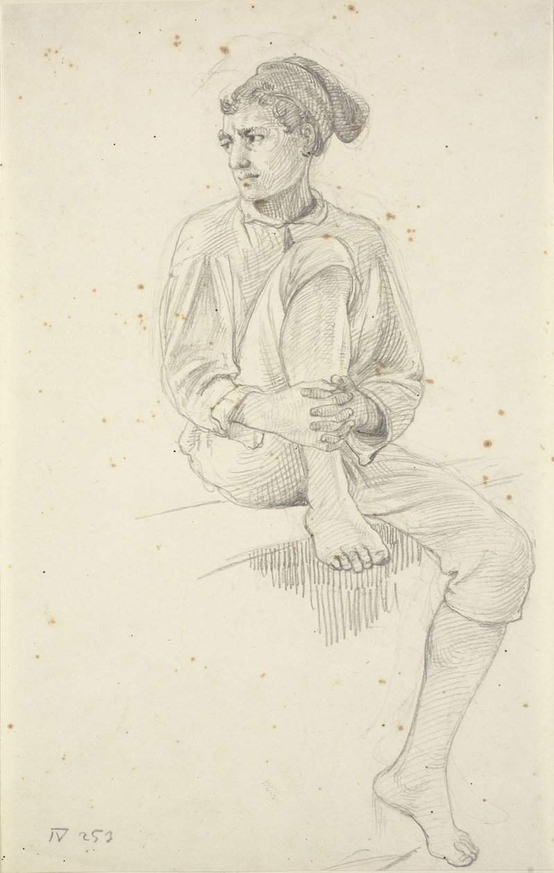 Oturan genç balıkçı by Wilhelm Marstrand