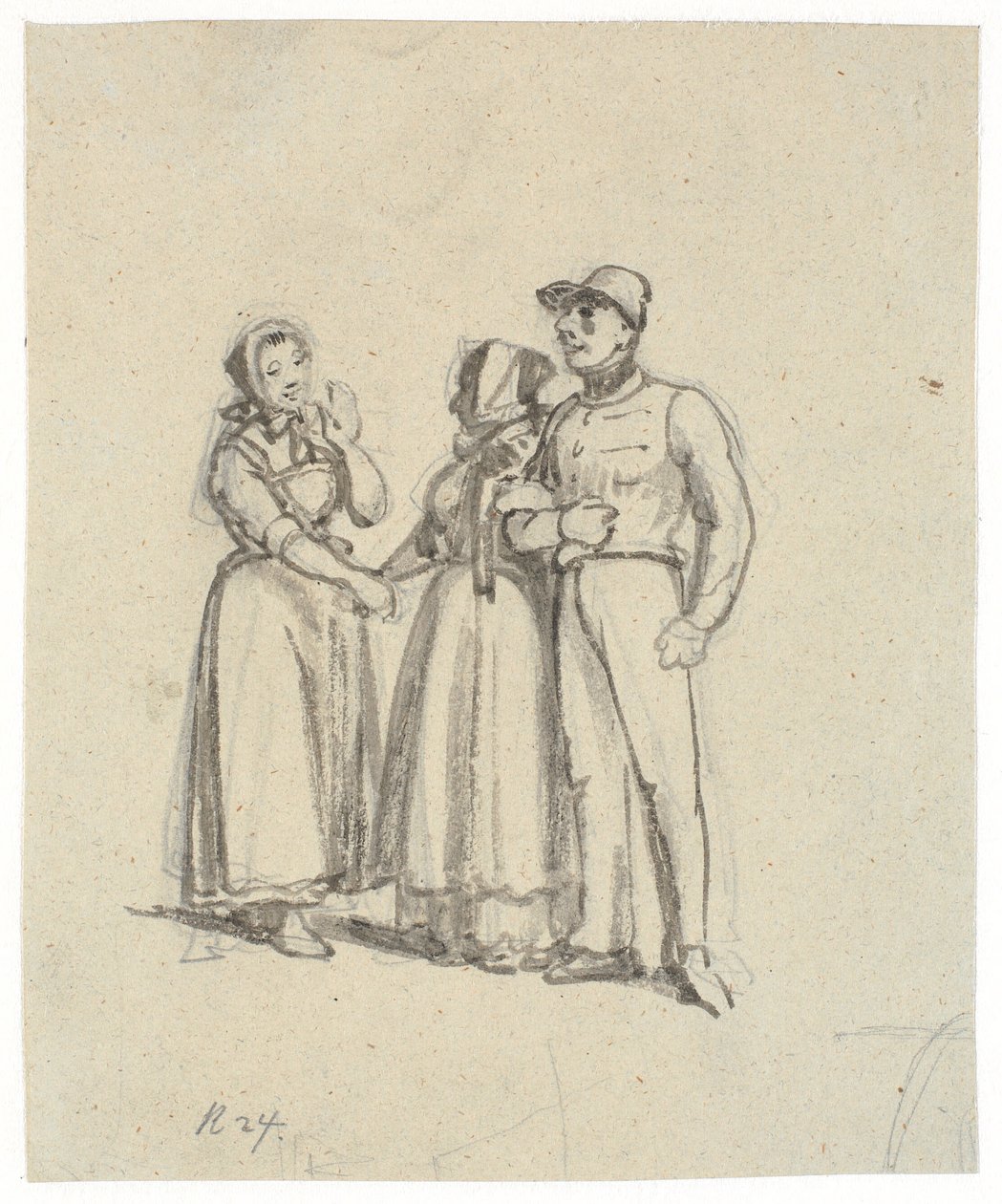Askerin annesi bir tanıdıkla tanışır. by Wilhelm Marstrand