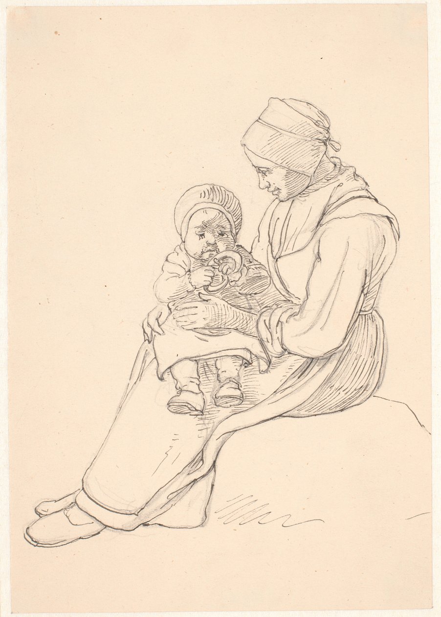 İsveçli kız kucağında bir çocukla by Wilhelm Marstrand