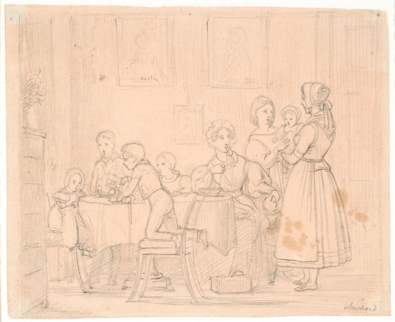 Waagepetersen Aile Resminin Taslağı by Wilhelm Marstrand