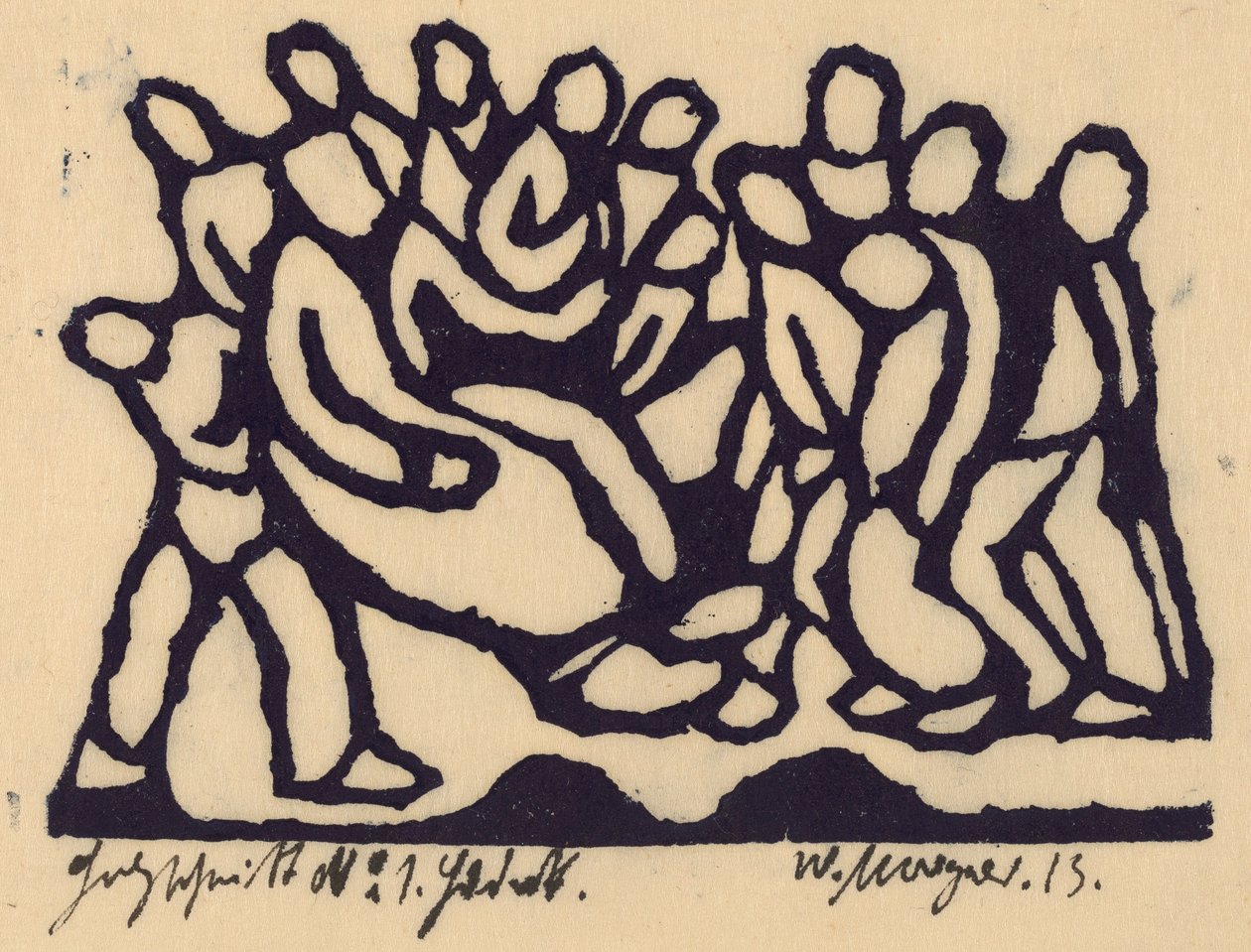 İsa, Yüksek Konsey huzurunda by Wilhelm Morgner