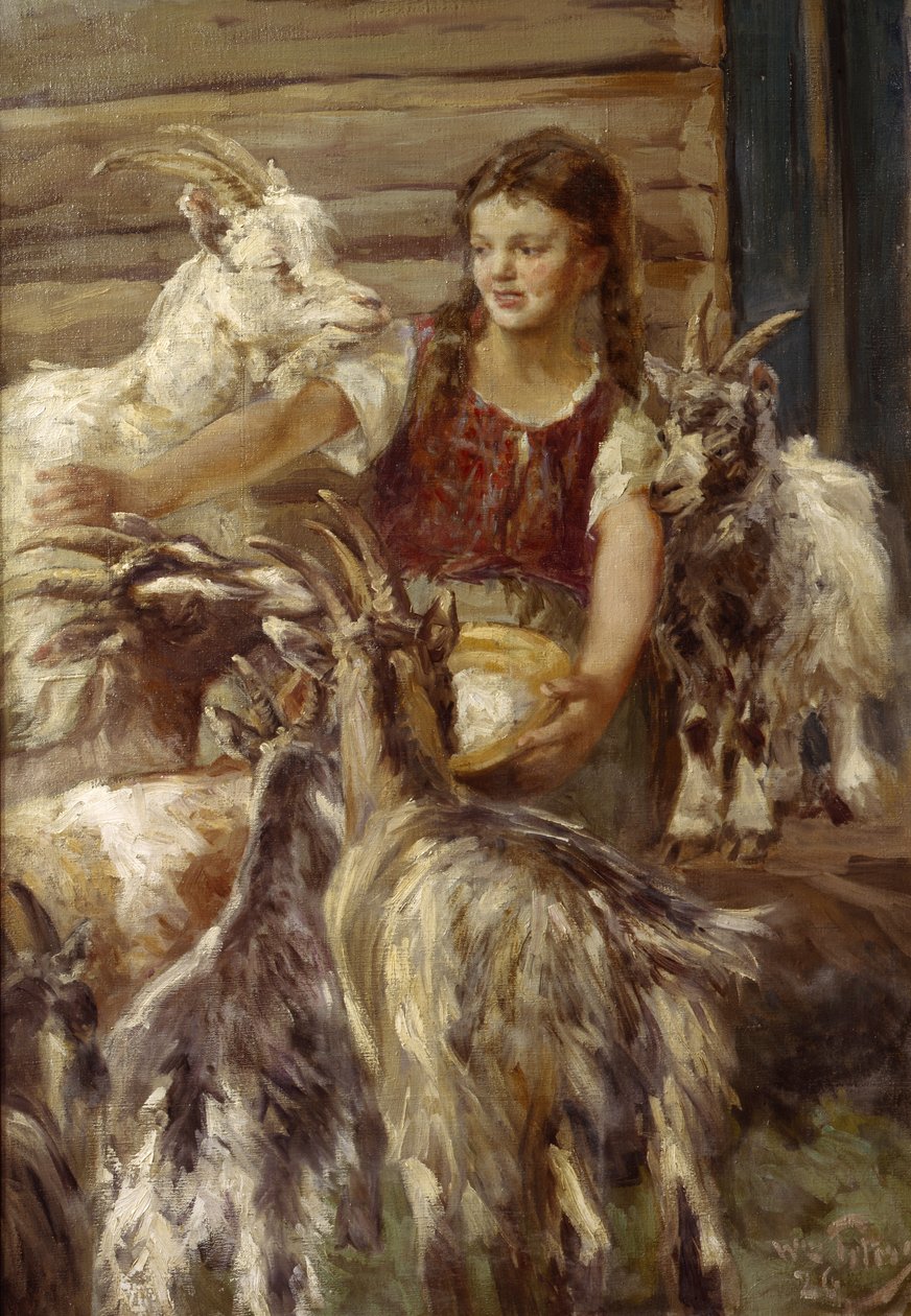Keçileri beslemek by Wilhelm Peters