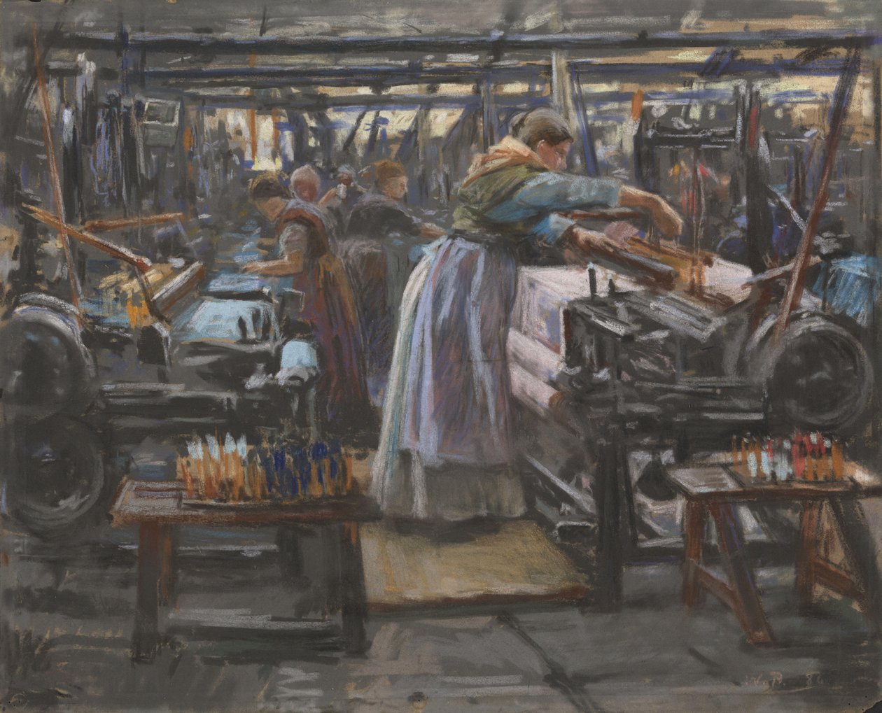 Hjula dokuma fabrikasından iç mekan by Wilhelm Peters