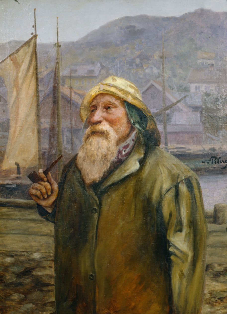 Yağlı deri şapka ve boru olan adam by Wilhelm Peters