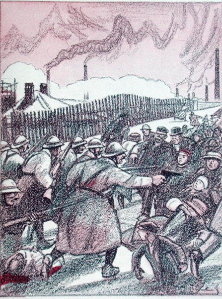 Ruhr İşgali sırasında Fransız Ordusu'nun baskısı, 'Simplicissimus'tan, Ocak 1924 (renkli lito) by Wilhelm Schulz